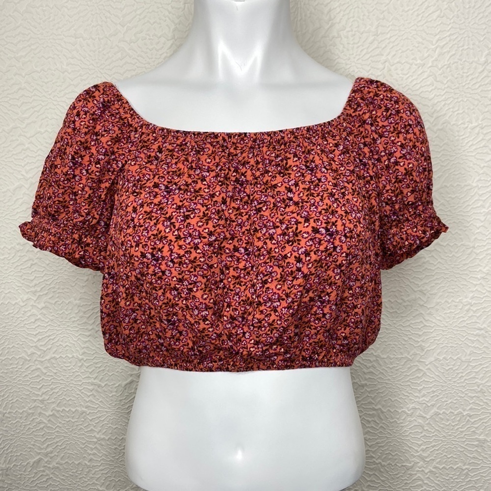 Sky & Sparrow Coral Floral Crop Top Size Medium NWT - Picture 9 of 10